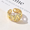 Brass Micro Pave Clear Cubic Zirconia Open Cuff Rings for Women RJEW-K289-02G-A-3