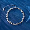 Rhodium Plated 925 Sterling Silver Satellite & Flat Round Link Chains Double-Layer Multi-strand Bracelet STER-M116-09P-2