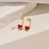 Stainless Steel Shell Heart Stud Earrings MS8339-3-4