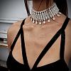 Alloy Full Crystal Rhinestone Teardrop Tassel Choker Necklaces for Women FS-WGE797D-02-1