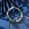 Natural Amazonite & Rose Quartz & Quartz Crystal & Green Aventurine Round Beaded Stretch Bracelets BJEW-JB10910-10-2
