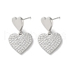 Brass Pave Clear Cubic Zirconia Stud Earrings for Women EJEW-M258-13P-1