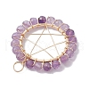 Mixed Gemstone Faceted Round Copper Wire Wrapped Pendants PALLOY-JF02550-4