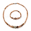 Natural Agate Round Beads Bracelets & Necklaces Sets SJEW-L132-22-1