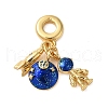 Rack Plating Brass Blue Enamel European Dangle Charms X-KK-P279-31G-1