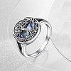 Flat Round with Tree of Life Pattern Brass with Natural Shell Finger Rings FS-WG27692-03-2