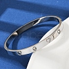 201 Stainless Steel with Rhinestone Bangles for Women BJEW-B138-04P-2