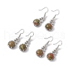Natural Unakite Gourd Dangle Earrings with Crystal Rhinestone EJEW-A092-04P-06-4
