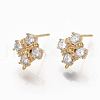 Brass Clear Cubic Zirconia Stud Earring Findings ZIRC-Q021-077G-NF-2