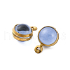 304 Stainless Steel Wrapped Dyed Natural Quartz Round Charms STAS-H235-01G-01-2