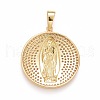 Rack Plating Brass Micro Pave Clear Cubic Zirconia Pendants KK-M229-01G-2