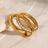 Stainless Steel Micro Pave Clear Cubic Zirconia Stacking Finger Rings FS-WGF4BA8-02-1