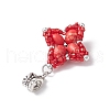 Dyed Synthetic Imperial Jasper & Glass Seed Beaded Star European Dangle Charms PALLOY-MZ00693-06-4
