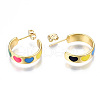 Brass Enamel Stud Earrings X-EJEW-T014-06G-NF-3
