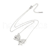 304 Stainless Steel Crystal Rhinestone Cable Chain Bowknot Pendant Necklaces for Women NJEW-C055-08P-3