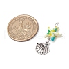 Starfish/Sea Stars Dyed Synthetic Turquoise & Alloy Shell Shape Pendants PALLOY-JF03957-02-5