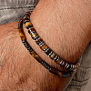 2Pcs 2 Styles Natural 2Pcs 2 Styles Natural Yellow Tiger Eye Cylinder Beads & Synthetic Non-magnetic Hematite Beads Stretch Bracelets for MenYellow Tiger Eye & Synthetic Non-magnetic Hematite Beads Stretch Bracelets for Men NN9022-3