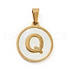 PVD Vacuum Plating 304 Stainless Steel with White Shell Pendants STAS-G268-01Q-G-2
