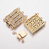 Brass Cubic Zirconia Box Clasps ZIRC-O020-06G-NR-2