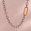 Stainless Steel Oval Cable Chain Necklaces for Women WGF1402-01-2