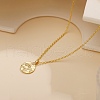 Brass Micro Pave Clear Cubic Zirconia Engraved Coin Pendant Necklaces FS-WG96BC1-01-1