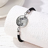 Alloy Glass Flat Round Link Bracelets WG69686-08-1