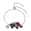 Elephant Glass Seed Beads Link Bracelets BJEW-MZ00067-01-1