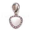 304 Stainless Steel Rhinestone European Dangle Charms STAS-F278-22P-2