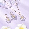 Glass & Glass Seed Beads Flower Pendant Necklaces & Hoop Earrings Sets SJEW-MZ00011-1