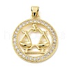 Rack Plating Brass Micro Pave Cubic Zirconia Pendants KK-P241-01G-1