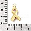 October Breast Cancer Pink Awareness Ribbon Brass Enamel Pendants KK-S517-04H-G-3
