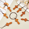 Wood Cross Pendant Decorations WOOD-WH0034-55A-4