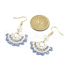 Glass Beaded Fan with Imitation Pearl Dangle Earrings EJEW-MZ00067-01-2