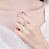 Rhodium Plated 925 Sterling Silver Micro Pave 6.5x3.9mm Moissanite Finger Rings for Women WG8E258-54-2