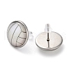 Sport Balls Glass & 304 Stainless Steel Stud Earrings for Women EJEW-H005-01P-07-2