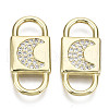Brass Micro Pave Clear Cubic Zirconia Links Connectors ZIRC-N039-107-NF-1