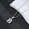 201 Stainless Steel Crystal Rhinestone Initial Pendant Necklaces FS-WG28760-02-1