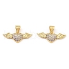 Rack Plating Brass Micro Pave Clear Cubic Zirconia Pendants KK-M253-09G-1