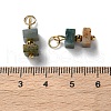 Natural Indian Agate Cuboid Beaded Pendants STAS-C120-02G-03-3