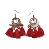 Rhinestone Donut with Tassels Dangle Earrings EJEW-E267-03RC-2