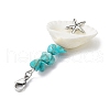 4Pcs 4 Styles Sea Animal Alloy & Natural Shell Pendant Decorations HJEW-JM02014-5