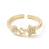 Clear Cubic Zirconia Hollow Out Star Open Cuff Ring RJEW-E072-23G-2