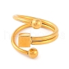 Ion Plating(IP) 304 Stainless Steel Square Round Cuff Open Finger Rings for Women RJEW-S414-07B-G-2
