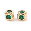 Cube Brass Cubic Zirconia Beads KK-E283-01G-02-1