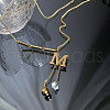304 Stainless Steel Clear Cubic Zirconia Letter M Pendant Necklaces for Women FS-WG85B8F-01-4