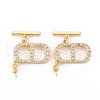 Brass Micro Pave Clear Cubic Zirconia Peg Bails Toggle Clasps KK-S354-291-NF-1