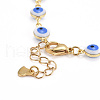Brass Enamel Evil Eye Link Chain Bracelets & Necklaces Jewelry Sets SJEW-JS01191-7