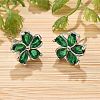 Flower Brass Micro Pave Cubic Zirconia Stud Earrings for Women EJEW-G428-28A-01-2