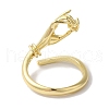 Brass Micro Pave Clear Cubic Zirconia Hand Open Cuff Rings for Women RJEW-C098-14G-3
