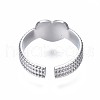 304 Stainless Steel Heart Cuff Ring RJEW-T023-61P-2